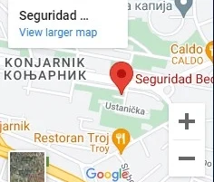 Mapa lokacija Detektivska agencija Seguridad Beograd