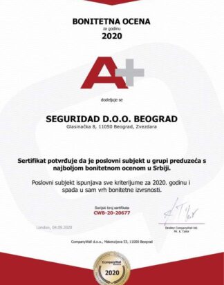 Bonitetna ocena A+ Seguridad