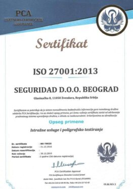 Seguridad sertifikat ISO 27001