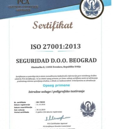 Seguridad sertifikat ISO 27001